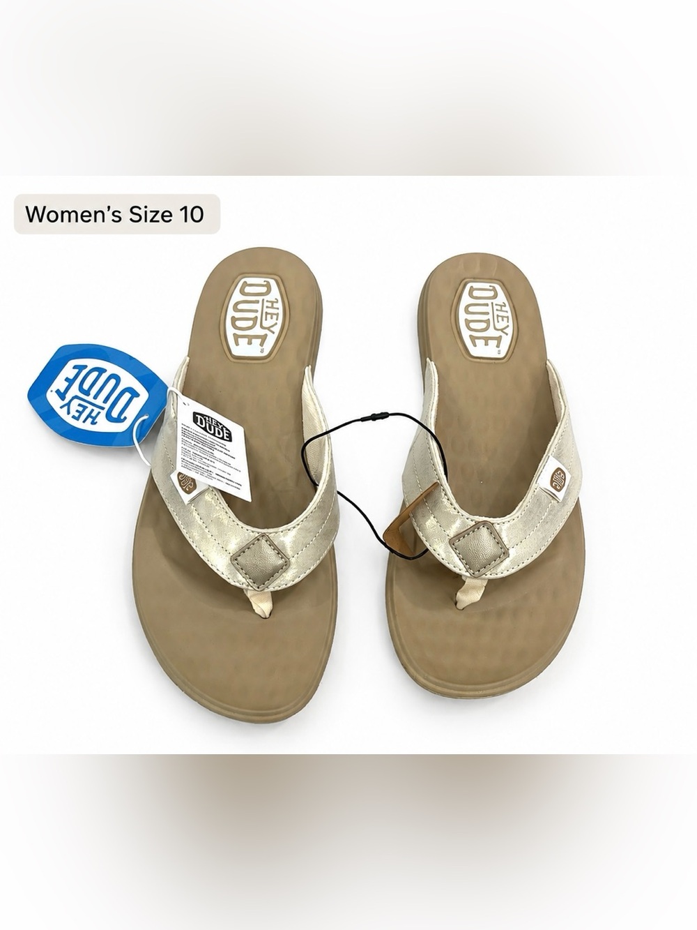 Hey Dude Women's Metallic Pearl Thong Sandals - Cream/Tan